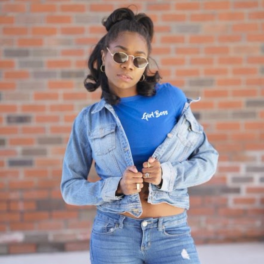 Girl Boss Crop Top Tee (True Royal)